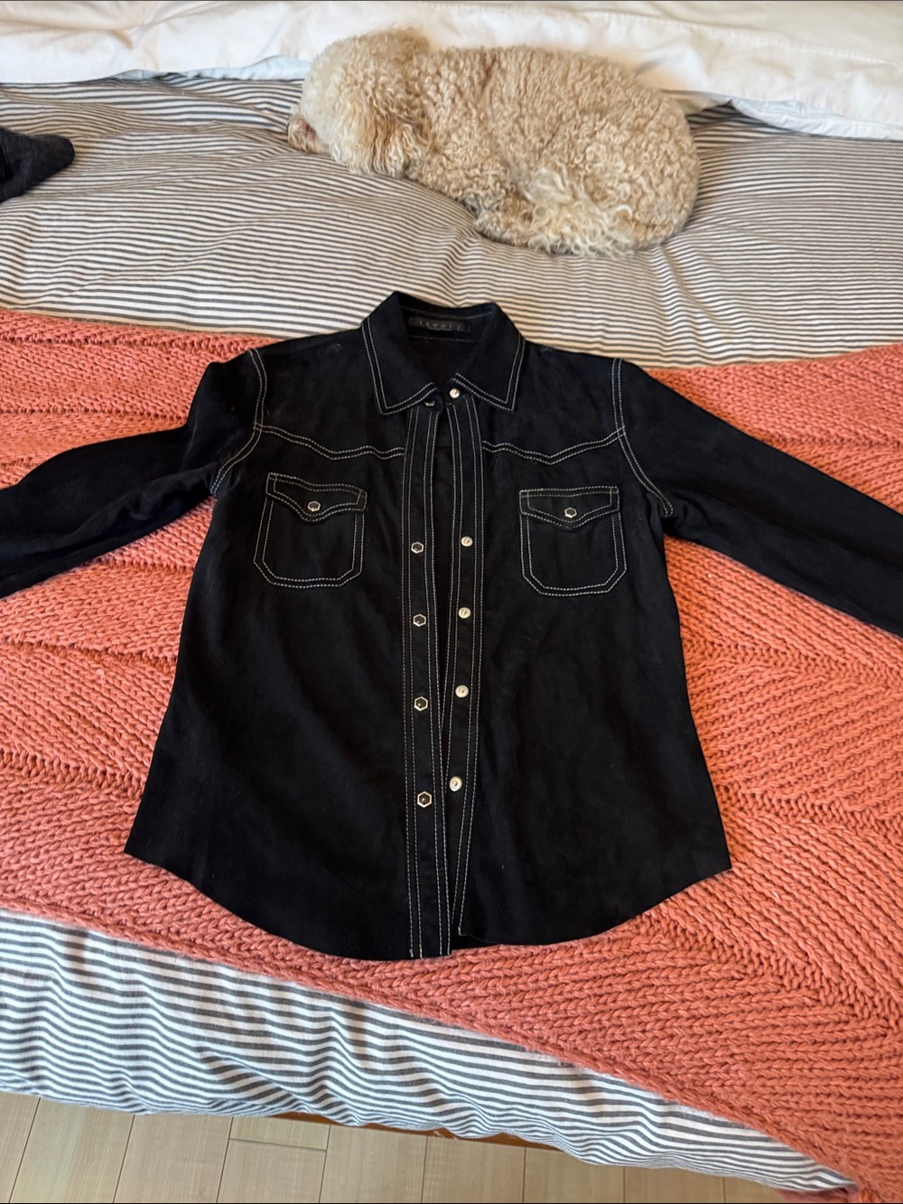 Theory Black Women's suede Top